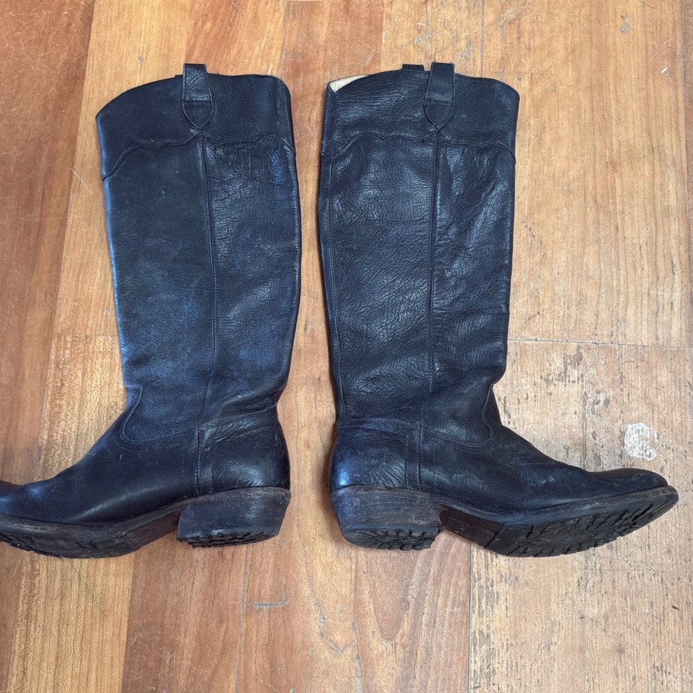 Vintage black leather Fry.e boots - Picture 2 of 3